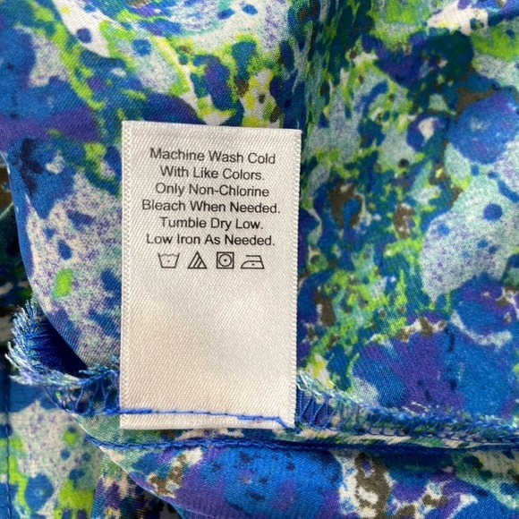 Coldwater Creek Women's XL 16 Blue Green Abstract Marble Cowl Neck Blouse Top - Picture 13 of 14